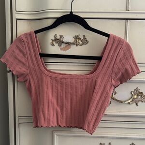 Aerie Ribbed Mauve Crop Top
